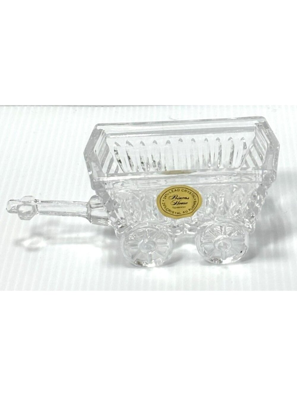 Princess House 24% Lead Crystal Cart Wagon Figurine Candy Dish Germany